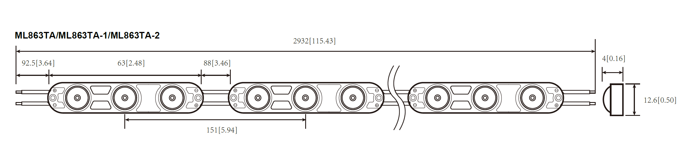 Technische Zeichnung BL-MO-ML863-Serie