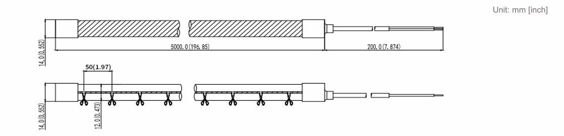 Profilquerschnitt und Abmessungen 12x12mm Technische Zeichnung BL-SM12-24-120