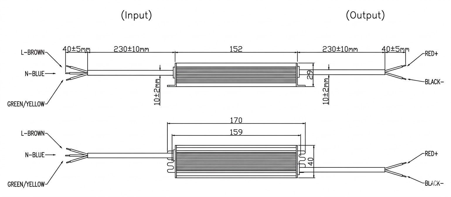 Abmessungen BL-PS-ECO-030-24: 170x40x29mm